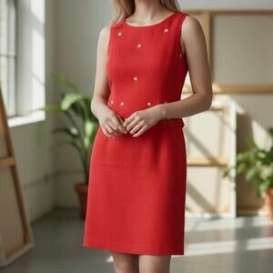 Fancy Lady Vintage Embroidered Linen Blend Twofer Dress Women's 5/6 Orange